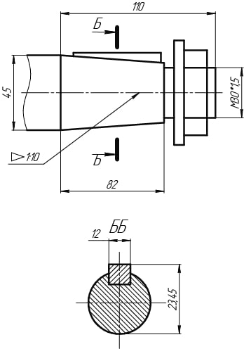 Ч-100 выходной вал конический снаружной резьбой.jpg